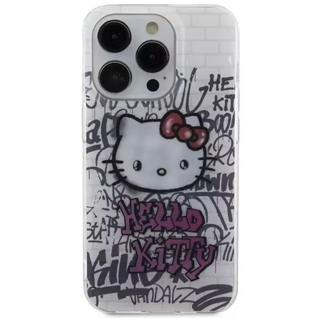 Hello Kitty IML Kitty On Bricks Graffiti case for iPhone 15 Pro Max - white 2