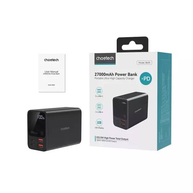 Choetech B635BK USB-A / USB-C Powerbank 22.5W 27000mAh - black 2