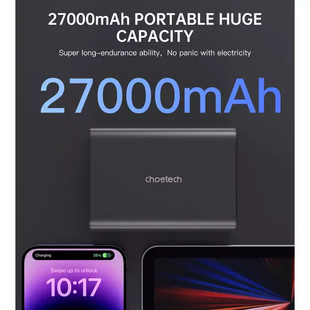 Choetech B635BK USB-A / USB-C Powerbank 22.5W 27000mAh - black 3
