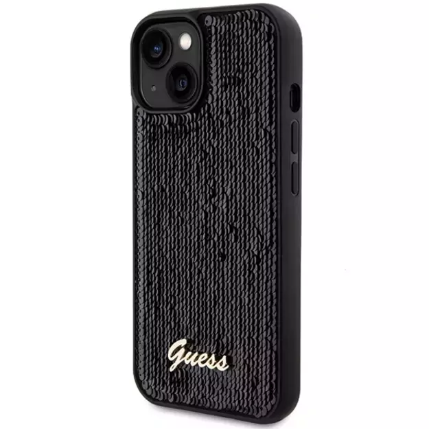 Guess Sequin Script Metal case for iPhone 14 / 15 / 13 - black 1