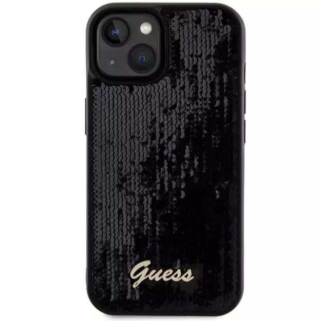 Guess Sequin Script Metal case for iPhone 14 / 15 / 13 - black 2