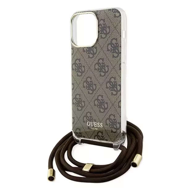 Guess Crossbody Cord 4G Print case for iPhone 15 Pro - brown 10