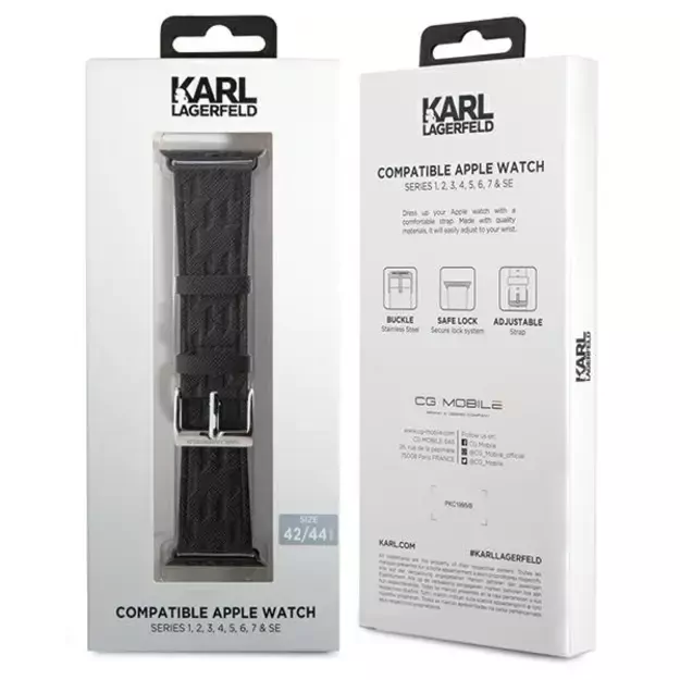 Karl Lagerfeld Saffiano Monogram strap for Apple Watch 42/44/45/49mm - black 2