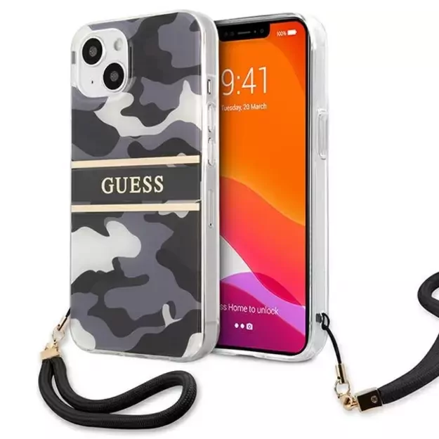 Guess GUHCP13SKCABBK iPhone 13 mini 5.4&quot  black/black hardcase Camo Strap Collection