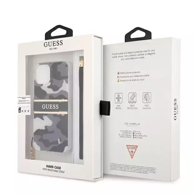 Guess GUHCP13SKCABBK iPhone 13 mini 5.4&quot  black/black hardcase Camo Strap Collection 9