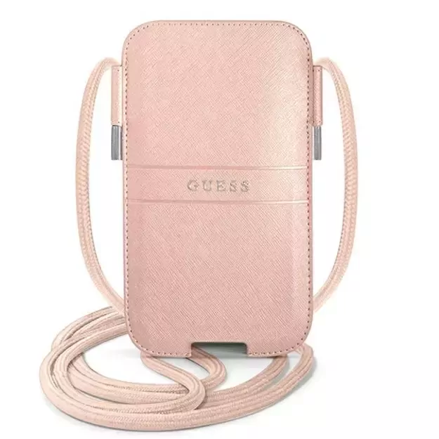 Guess Saffiano Strap 6.1&#39 &#39  Bag - Pink