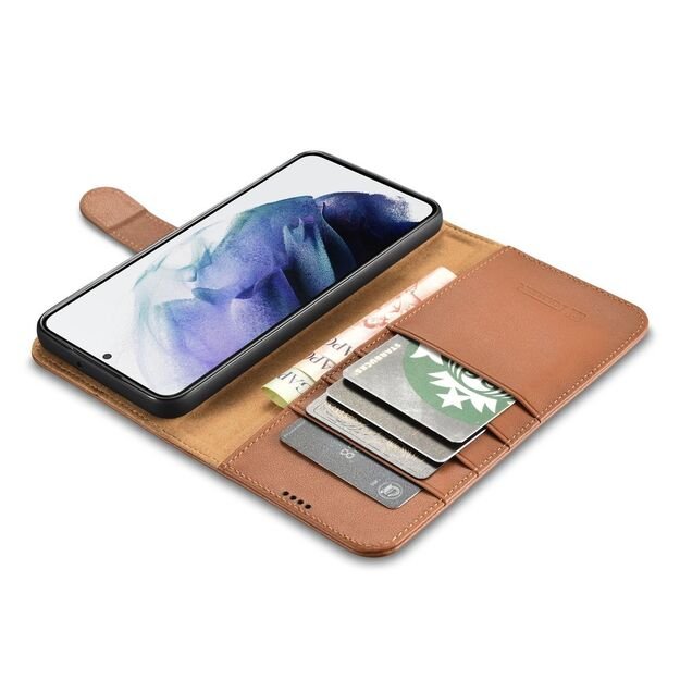 iCarer Haitang Leather Wallet Case Leather Case for Samsung Galaxy S22 + (S22 Plus) Wallet Housing Cover Brown (AKSM05BN) 16