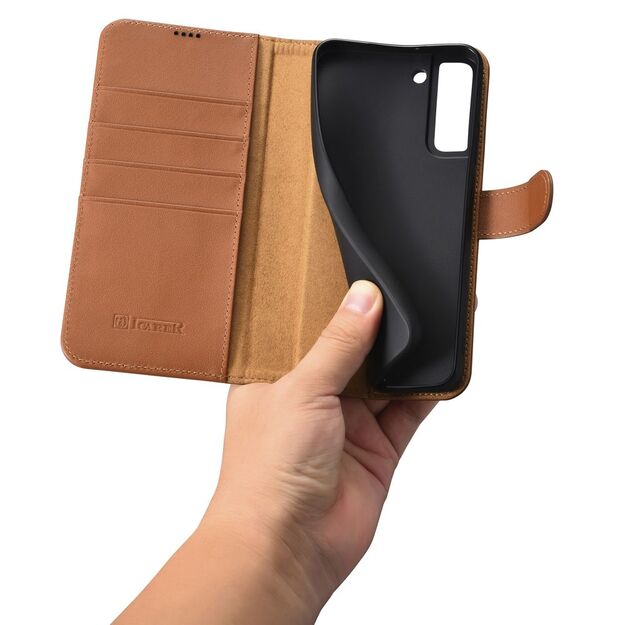 iCarer Haitang Leather Wallet Case Leather Case for Samsung Galaxy S22 + (S22 Plus) Wallet Housing Cover Brown (AKSM05BN) 21