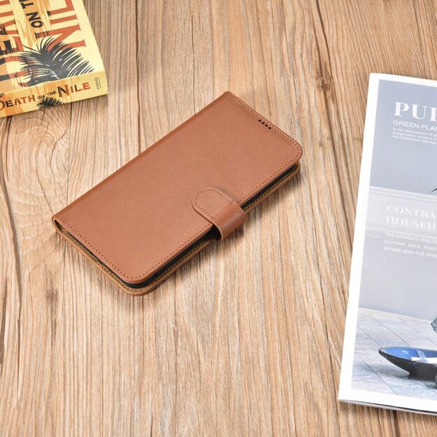 iCarer Haitang Leather Wallet Case Leather Case for Samsung Galaxy S22 + (S22 Plus) Wallet Housing Cover Brown (AKSM05BN) 22