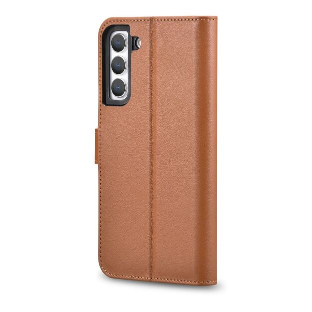 iCarer Haitang Leather Wallet Case Leather Case for Samsung Galaxy S22 + (S22 Plus) Wallet Housing Cover Brown (AKSM05BN) 10
