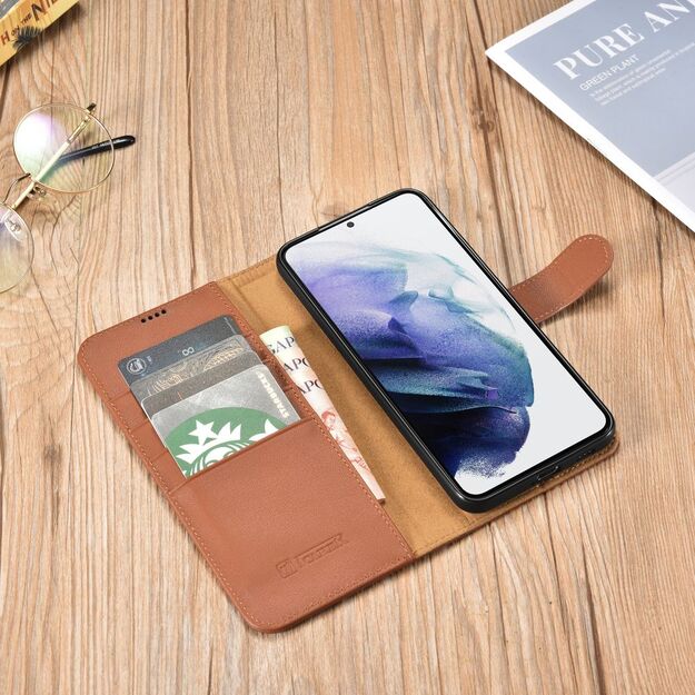 iCarer Haitang Leather Wallet Case Leather Case for Samsung Galaxy S22 + (S22 Plus) Wallet Housing Cover Brown (AKSM05BN) 23