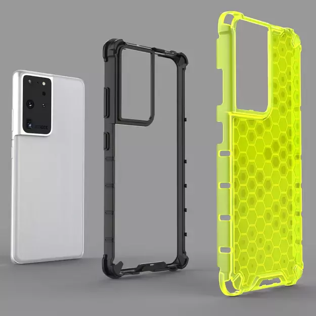 Honeycomb case armored cover with a gel frame for Samsung Galaxy S22 Ultra transparent 17