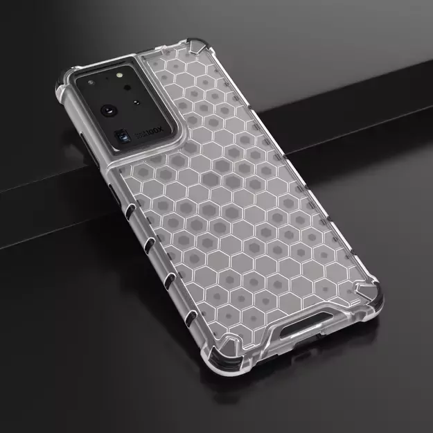 Honeycomb case armored cover with a gel frame for Samsung Galaxy S22 Ultra transparent 26