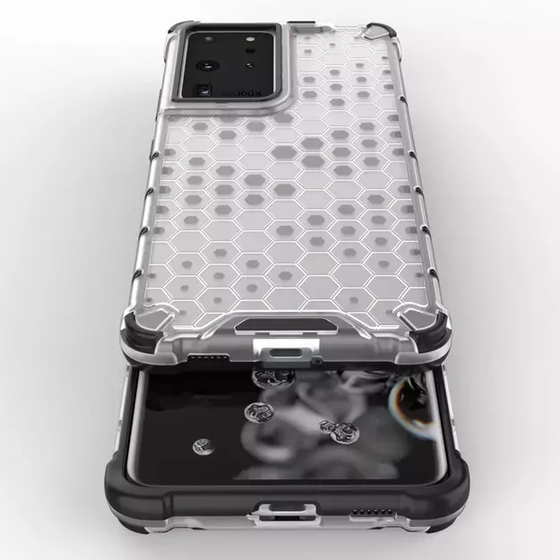 Honeycomb case armored cover with a gel frame for Samsung Galaxy S22 Ultra transparent 21
