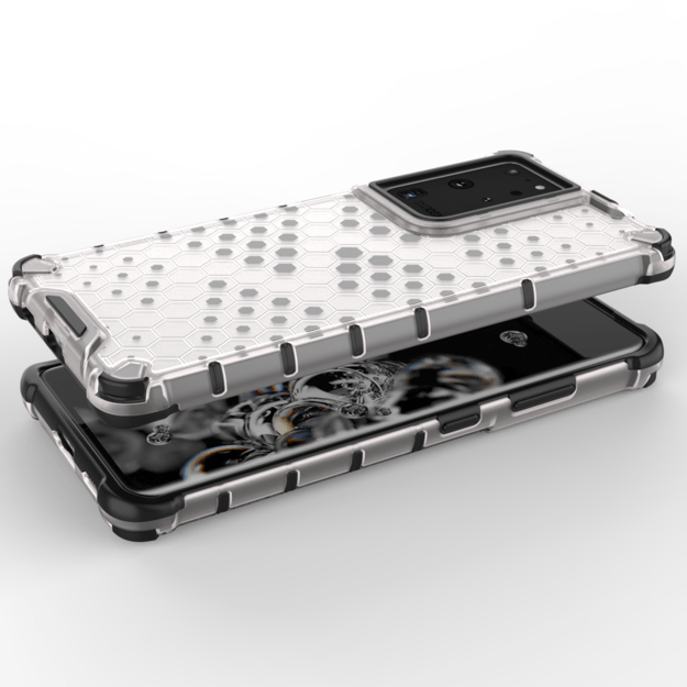 Honeycomb case armored cover with a gel frame for Samsung Galaxy S22 Ultra transparent 2