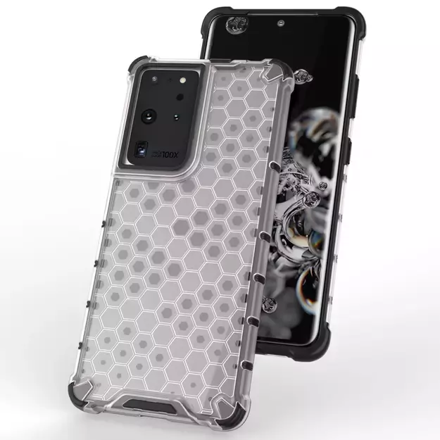 Honeycomb case armored cover with a gel frame for Samsung Galaxy S22 Ultra transparent 19