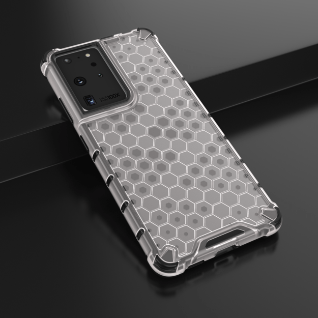 Honeycomb case armored cover with a gel frame for Samsung Galaxy S22 Ultra transparent 13