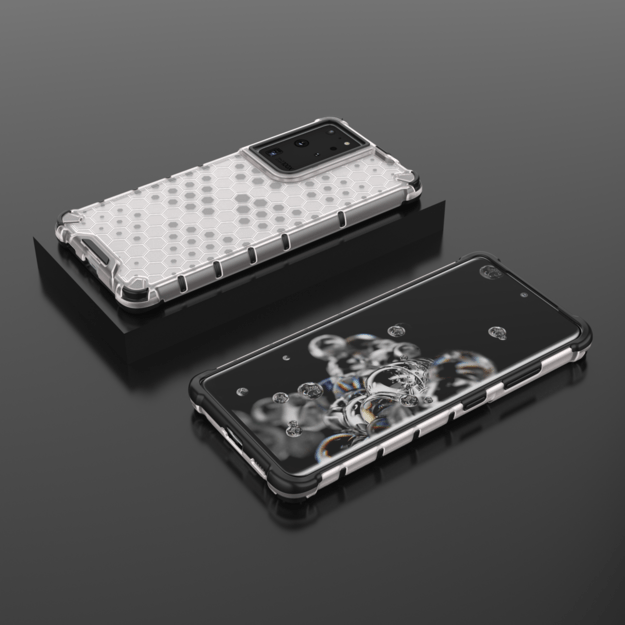 Honeycomb case armored cover with a gel frame for Samsung Galaxy S22 Ultra transparent 12