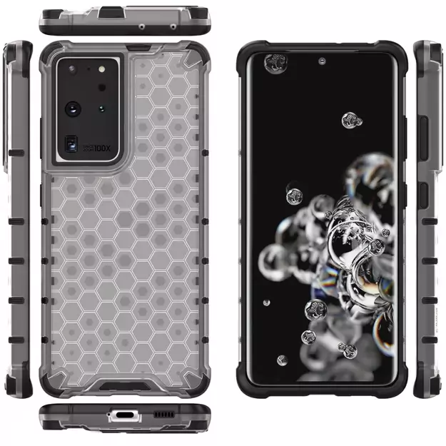 Honeycomb case armored cover with a gel frame for Samsung Galaxy S22 Ultra transparent 24