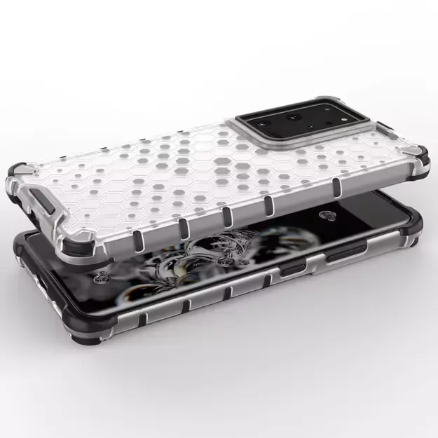 Honeycomb case armored cover with a gel frame for Samsung Galaxy S22 Ultra transparent 15