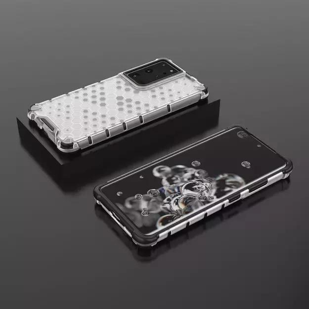 Honeycomb case armored cover with a gel frame for Samsung Galaxy S22 Ultra transparent 25