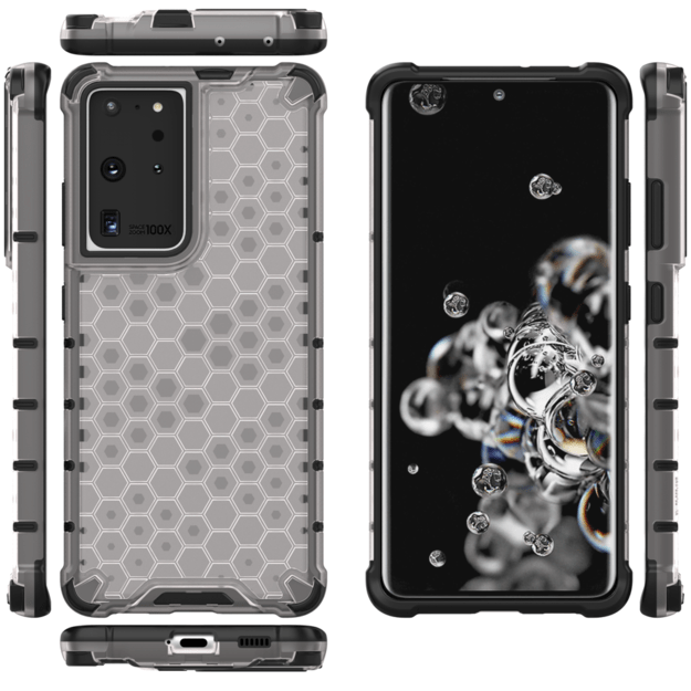Honeycomb case armored cover with a gel frame for Samsung Galaxy S22 Ultra transparent 11