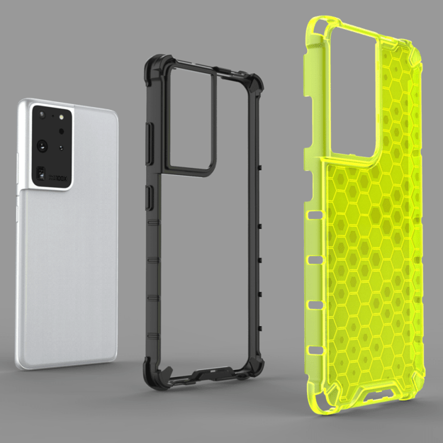 Honeycomb case armored cover with a gel frame for Samsung Galaxy S22 Ultra transparent 4
