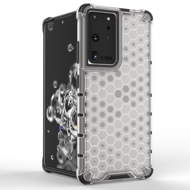 Honeycomb case armored cover with a gel frame for Samsung Galaxy S22 Ultra transparent 1