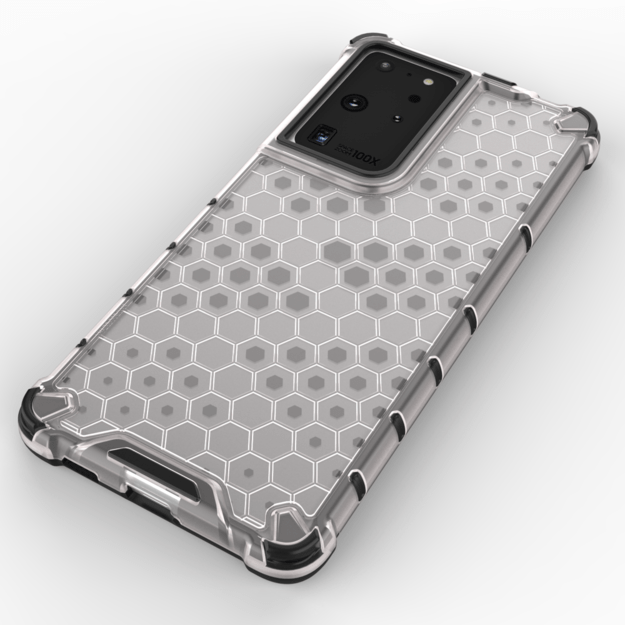 Honeycomb case armored cover with a gel frame for Samsung Galaxy S22 Ultra transparent 3