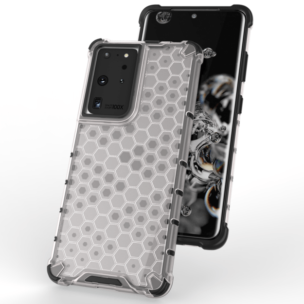 Honeycomb case armored cover with a gel frame for Samsung Galaxy S22 Ultra transparent 6