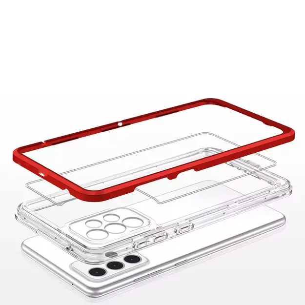 Clear 3in1 Case for Samsung Galaxy A73 Frame Cover Gel Red 10