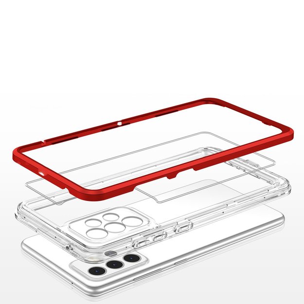 Clear 3in1 Case for Samsung Galaxy A73 Frame Cover Gel Red 4