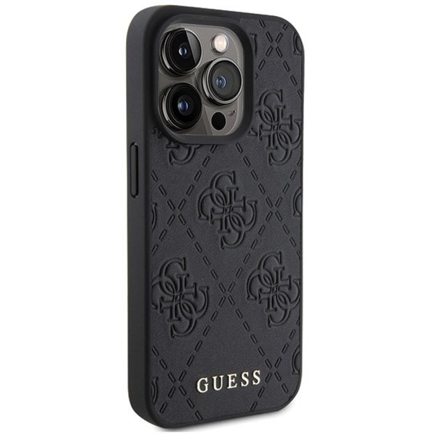 Guess Leather 4G Stamped case for iPhone 15 Pro Max - black 4