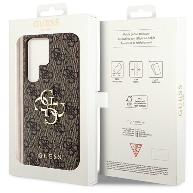 Guess 4G Big Metal Logo Case for Samsung Galaxy S24 Ultra - Brown 7