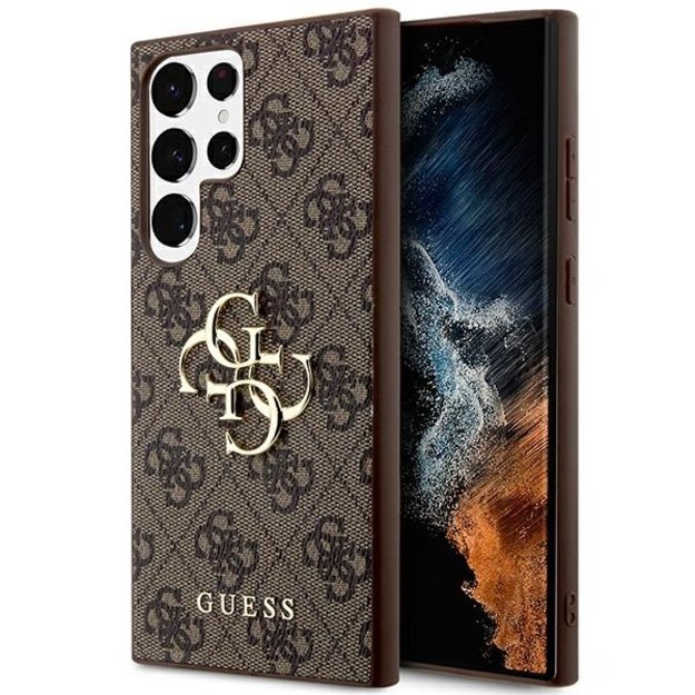 Guess 4G Big Metal Logo Case for Samsung Galaxy S24 Ultra - Brown
