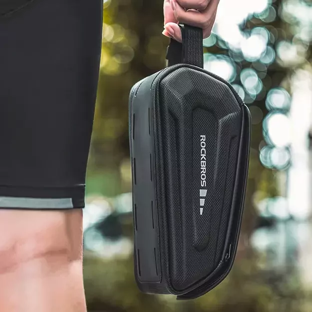 Rockbros 30120064001 waterproof frame bicycle bag with phone cover - black 1