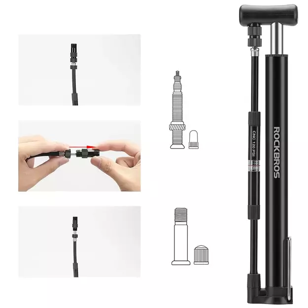 Rockbros 42322821001 floor bicycle pump - black 1