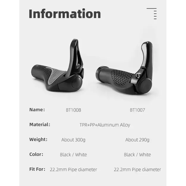Rockbros BT1007B Bicycle Holder Set with Horns - Black 1