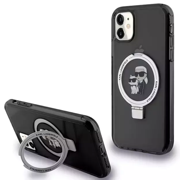 Karl Lagerfeld Ring Stand Karl&Choupette MagSafe case for iPhone 11 / Xr - black