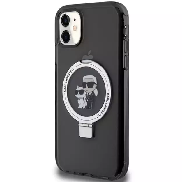 Karl Lagerfeld Ring Stand Karl&Choupette MagSafe case for iPhone 11 / Xr - black 8