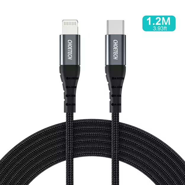 Choetech IP0039 USB-C / Lightning MFi cable, 1.2m long - black 2