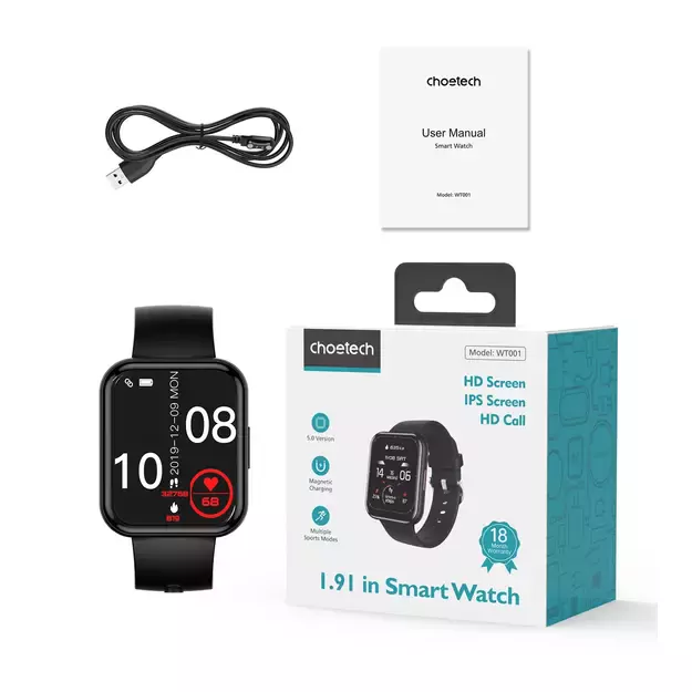 Choetech WT001 smartwatch with IP67 call answering function - black 16
