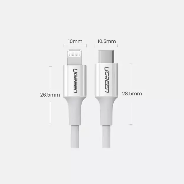 Ugreen US171 Lightning - USB-C MFi PD cable 20W 480Mb/s 1m - white 13