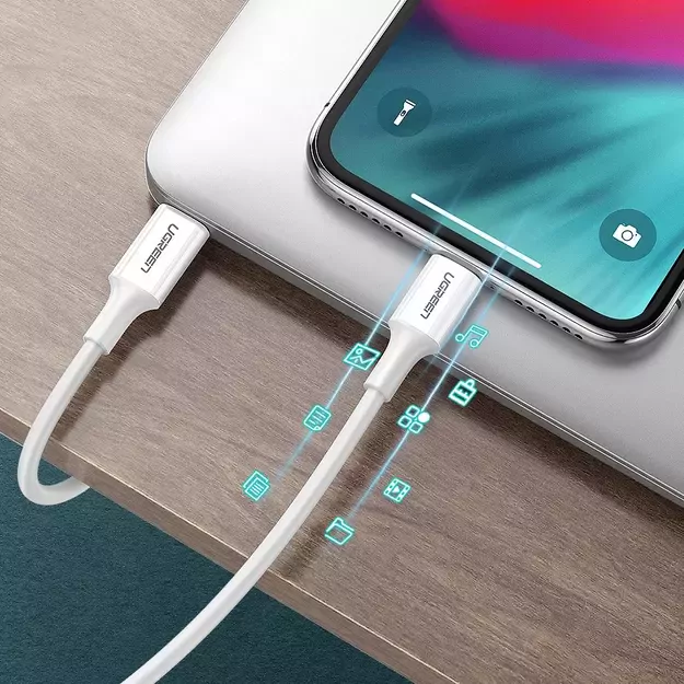 Ugreen US171 Lightning - USB-C MFi PD cable 20W 480Mb/s 1m - white 7