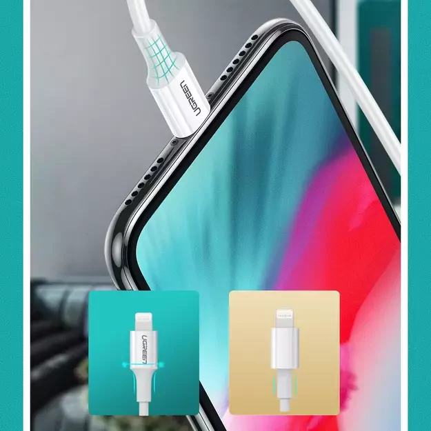 Ugreen US171 Lightning - USB-C MFi PD cable 20W 480Mb/s 1m - white 10