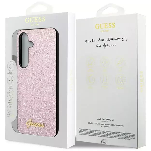 Guess Glitter Script Case for Samsung Galaxy S24 - Pink 14