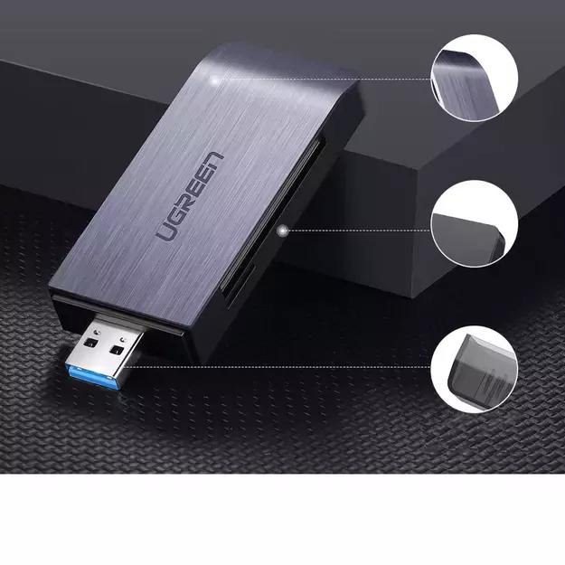 Ugreen SD / micro SD / CF / MS card reader for USB 3.0 gray (50541) 9