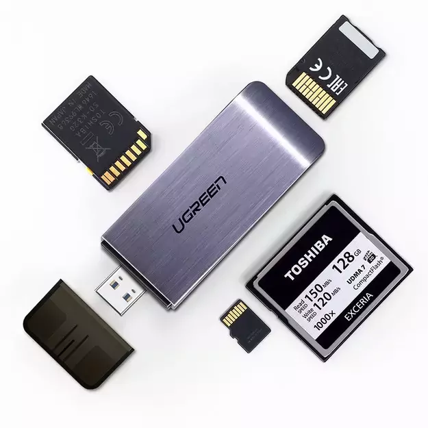 Ugreen SD / micro SD / CF / MS card reader for USB 3.0 gray (50541) 3