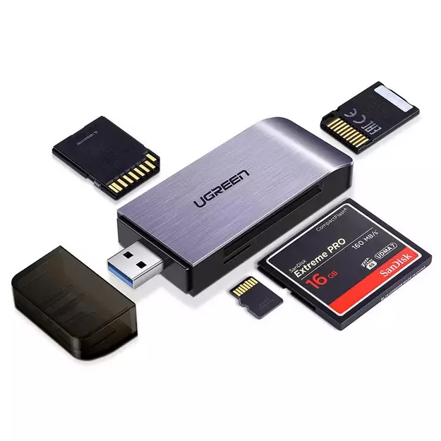 Ugreen SD / micro SD / CF / MS card reader for USB 3.0 gray (50541) 1