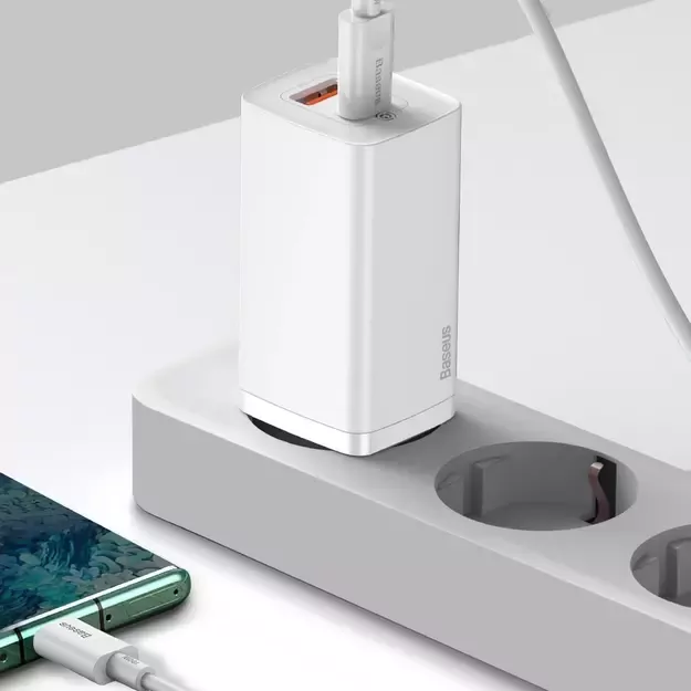 Baseus GaN2 Lite fast charger 65W USB / USB Type C Quick Charge 3.0 Power Delivery (gallium nitride) white (CCGAN2L-B02) 8